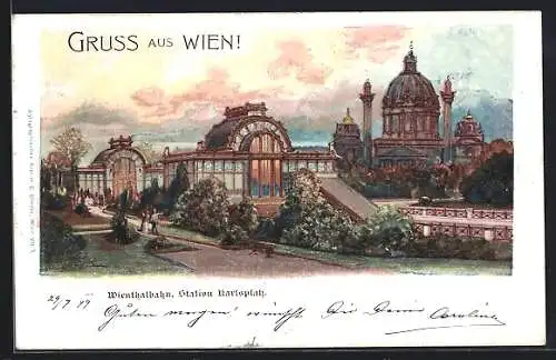 AK Wien, Wienthalbahn, Station Karlsplatz