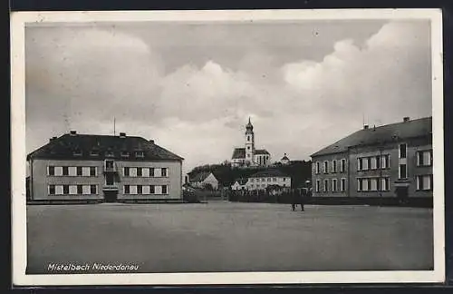 AK Mistelbach, Marktplatz mit Kirche