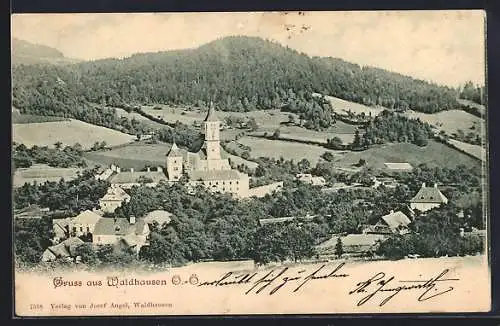 AK Waldhausen /O.-Ö., Ortsansicht mit Umgebung