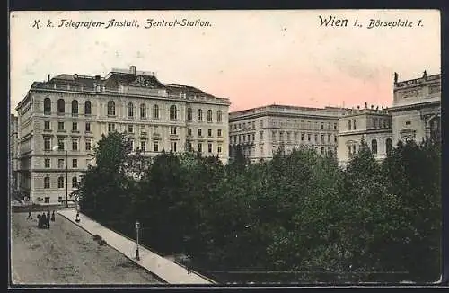 AK Wien, Börseplatz 1, K. k. Telegrafen-Anstalt, Zentral-Station