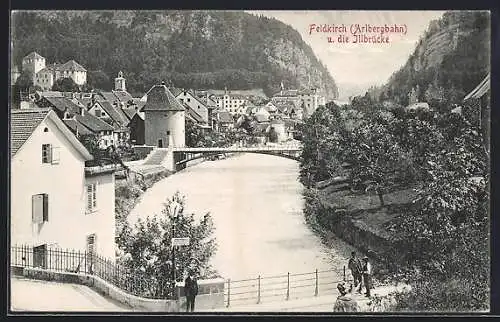 AK Feldkirch, Teilansicht mit Illbrücke