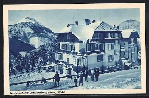 AK Gösing a. d. Mariazellerbahn, Hotel im Schnee