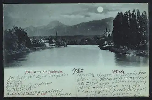 AK Villach, Aussicht von der Draubrücke