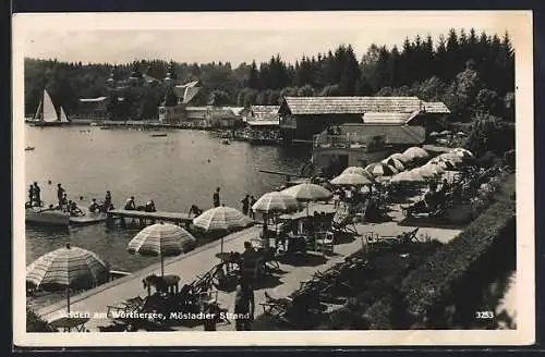 AK Velden am Wörthersee, Badegäste am Möslacher Strand