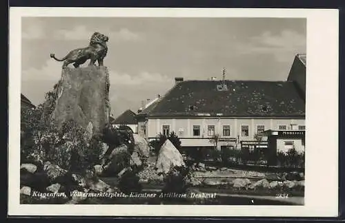 AK Klagenfurt, Völkermarkterplatz mit Kärntner Artillerie-Denkmal