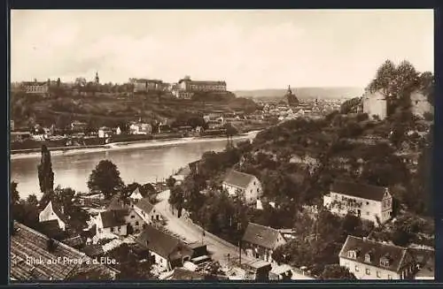 AK Pirna, Blick über die Elbe auf die Ortschaft