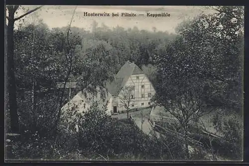 AK Dresden-Hosterwitz, Blick auf die Keppmühle