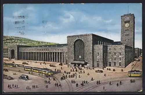 AK Stuttgart, Hauptbahnhof, Gesamtansicht vorne