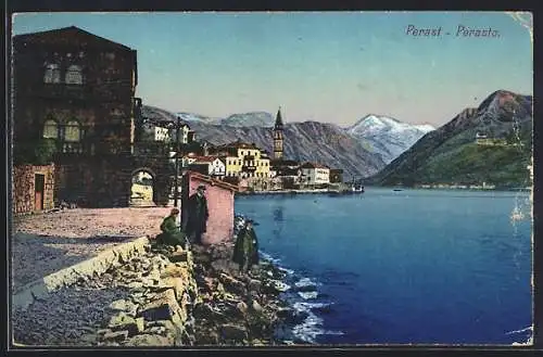 AK Perast / Perasto, Teilansicht mit Kirche