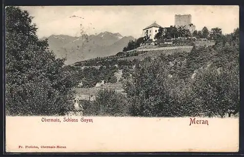 AK Meran-Obermais, Blick zum Schloss Goyen