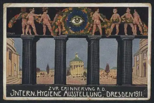 AK Dresden, Intern. Hygiene-Ausstellung 1911, Blick auf das Gelände