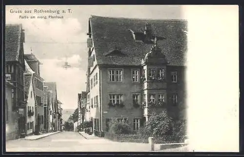 AK Rothenburg / Tauber, Partie am evangelischen Pfarrhaus