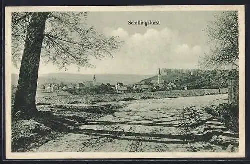 AK Schillingsfürst, Blick zum Ort mit Kirche