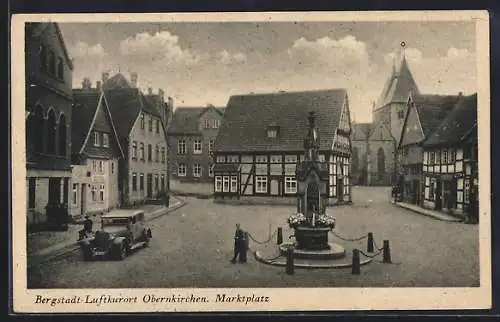 AK Obernkirchen, Marktplatz mit Brunnen