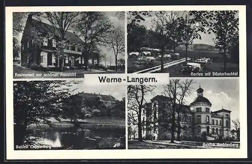 AK Werne-Langern, Restaurant zur schönen Aussicht v. A. Hauschopp, Schloss Buddenberg, Schloss Cappenberg