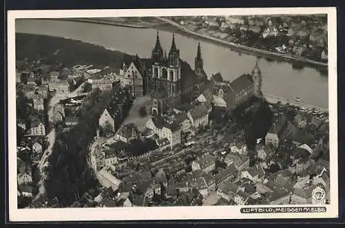 Foto-AK Walter Hahn, Dresden NR: 5651, Luftbild von Meissen