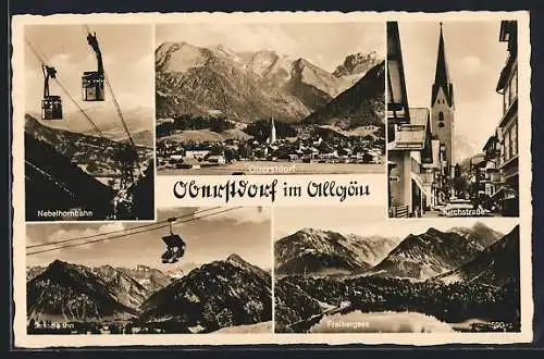 AK Oberstdorf im Allgäu, Nebelhornbahn, Kirchstrasse, Freibergsee