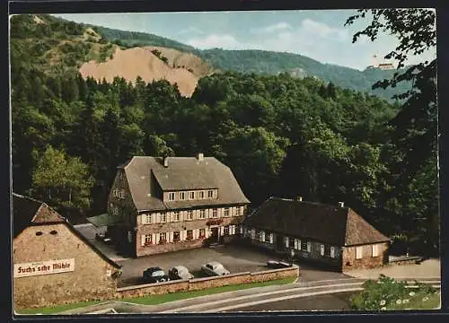 AK Weinheim / Bergstrasse, Gasthof Fuchs`sche Mühle aus der Vogelschau