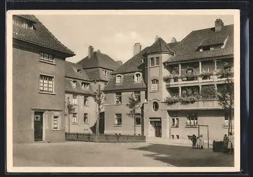 AK Essen / Ruhr, Fried. Krupp AG, Siedlung Alfredshof, Häuser im Sonnenschein