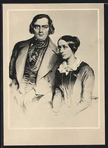 AK Komponist Robert Schumann mit seiner Frau