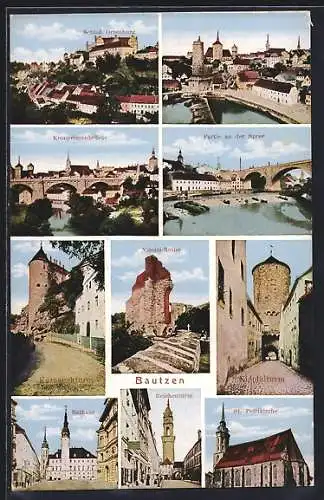 AK Bautzen, Nicolai-Ruine, Schloss Ortenburg, Reichenturm