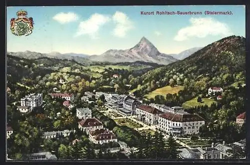 AK Rohitsch Sauerbrunn, Ortsansicht mit Blick ins Land