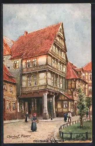 Künstler-AK Charles F. Flower: Hildesheim, Am Pfeilerhaus