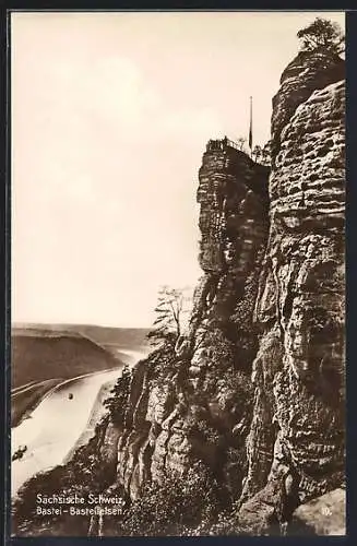 AK Bastei, Blick auf den Basteifelsen