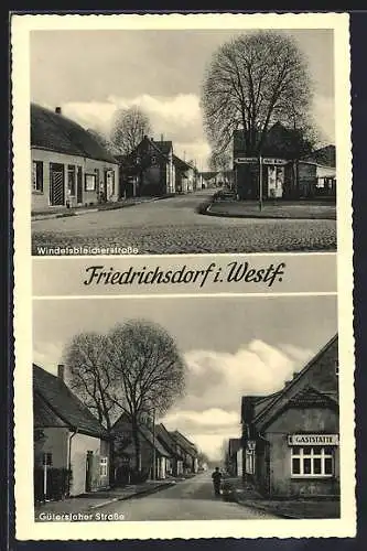 AK Friedrichsdorf i. W., Partie aus der Windelsbleicherstrasse, Blick in die Gütersloher Strasse