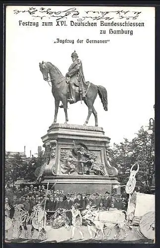 AK Hamburg, XVI. Deutsches Bundesschiessen, Festzug, Jagdzug der Germanen, Schützenverein