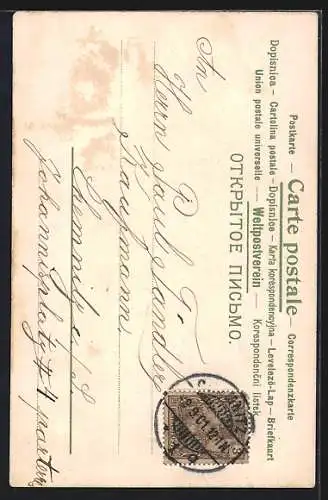 AK Mädchen mit einem Veilchen als Hut