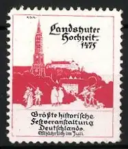 Reklamemarke Landshut, Landshuter Hochzeit 1475, Stadtsilhouette mit Figuren