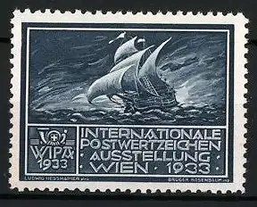 Reklamemarke Wien, Internationale Postwertzeichen-Ausstellung 1933, Segelschiff