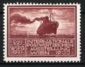 Reklamemarke Wien 1933, Internationale Postwertzeichen Ausstellung, Dampfschiff