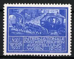 Reklamemarke Wien, Internationale Postwertzeichen-Ausstellung 1933, Pferdekutsche