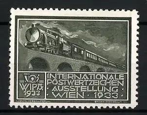 Reklamemarke Wien, Internationale Postwertzeichenausstellung 1933, Dampflokomotive