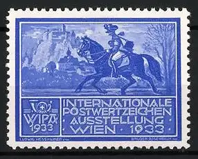 Reklamemarke Wien, Internationale Postwertzeichen Ausstellung 1933, Reiter vor Burg