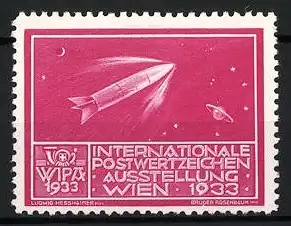 Reklamemarke Wien, Internationale Postwertzeichen-Ausstellung 1933, Rakete und Saturn