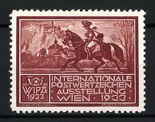 Reklamemarke Wien, Internationale Postwertzeichen Ausstellung 1933, Postbote zu Pferd