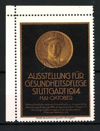 Reklamemarke Stuttgart, Ausstellung für Gesundheitspflege 1914, Medaillonkopf