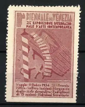 Reklamemarke Venedig, XIX. Biennale 1934, Löwe und Buch