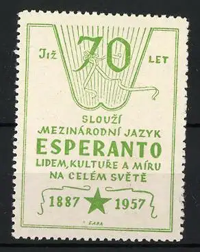 Reklamemarke 70 Jahre Esperanto 1887-1957, grüner Stern