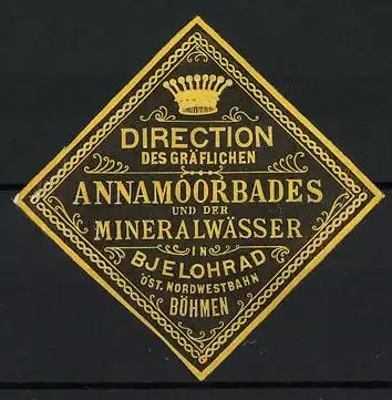 Reklamemarke Bjelorad, Annamoorbades und Mineralwasser, Krone