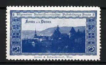 Reklamemarke Krems a. d. Donau, Allgemeiner Niederösterreichischer Volksbildungs-Verein, Stadtansicht