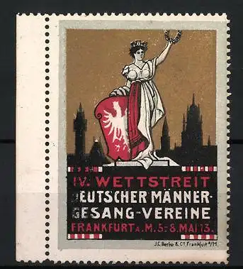 Reklamemarke Frankfurt, IV. Wettstreit Deutscher Männergesang-Vereine 1913, Germania mit Lorbeerkranz