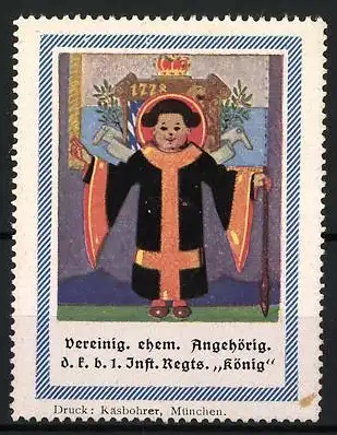 Reklamemarke Bayern, Vereinigung ehemaliger Angehöriger 1. Inf.-Regt. König, Münchner Kindl