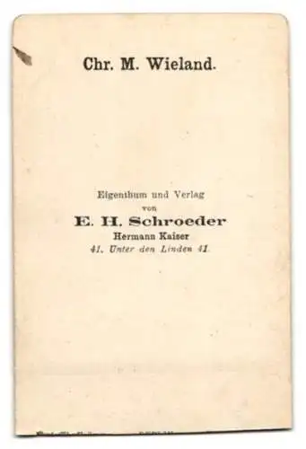 Fotografie E. H. Schrieder, Berlin, Portrait Chr. M. Wieland, nach einem Gemälde