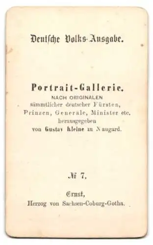 Fotografie Gustav Kleine, Naugard, Portrait Ernst Herzog von Sachsen-Coburg-Gotha