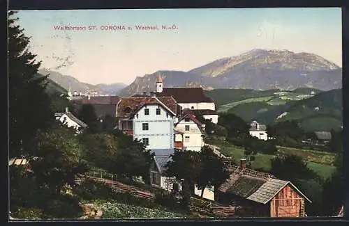 AK St. Corona a. Wechsel, Ortsansicht im Bergpanorama