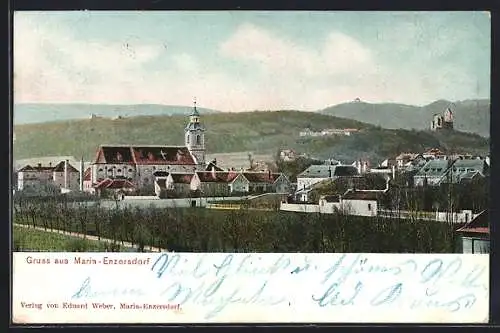 AK Maria-Enzersdorf, Panorama mit Kirche